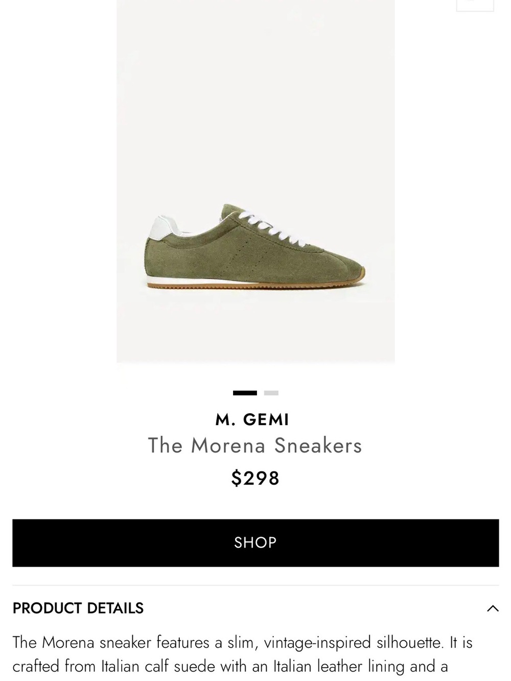 M. Gemi Morena women’s Olive Suede Sneakers 37 new